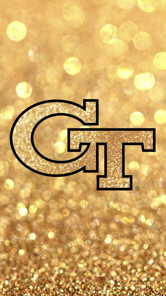 Georgia Tech logo glitter wallpaper gold bokeh background Yellow Jackets fan decoration