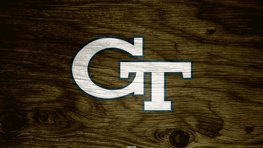 Rustic Georgia Tech Logo Wallpaper on Textured Wooden Background