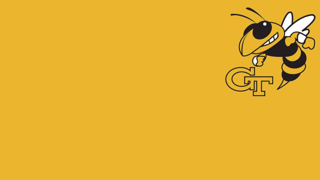 Georgia Tech Yellow Jackets wallpaper with Buzz mascot and GT logo on gold background
