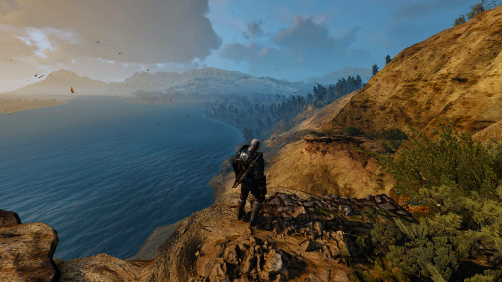 Majestic Geralt: A Bewitching Encounter with the 'Great Lake' - Immersive Witcher 4k Landscape Snapshot Wallpaper