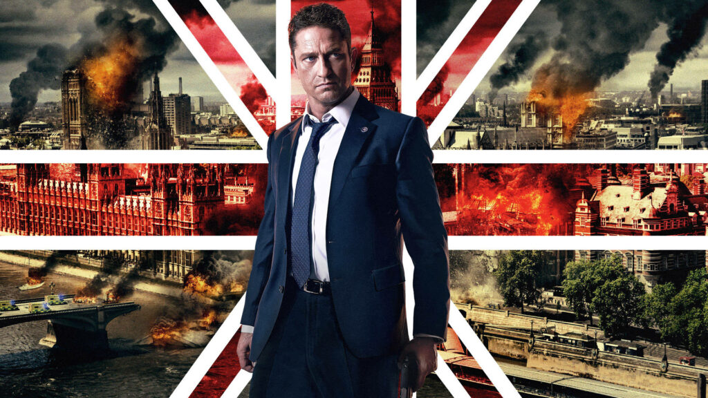 Gerard Butler determined amidst London explosions intense action scene from London Has Fallen wallpaper