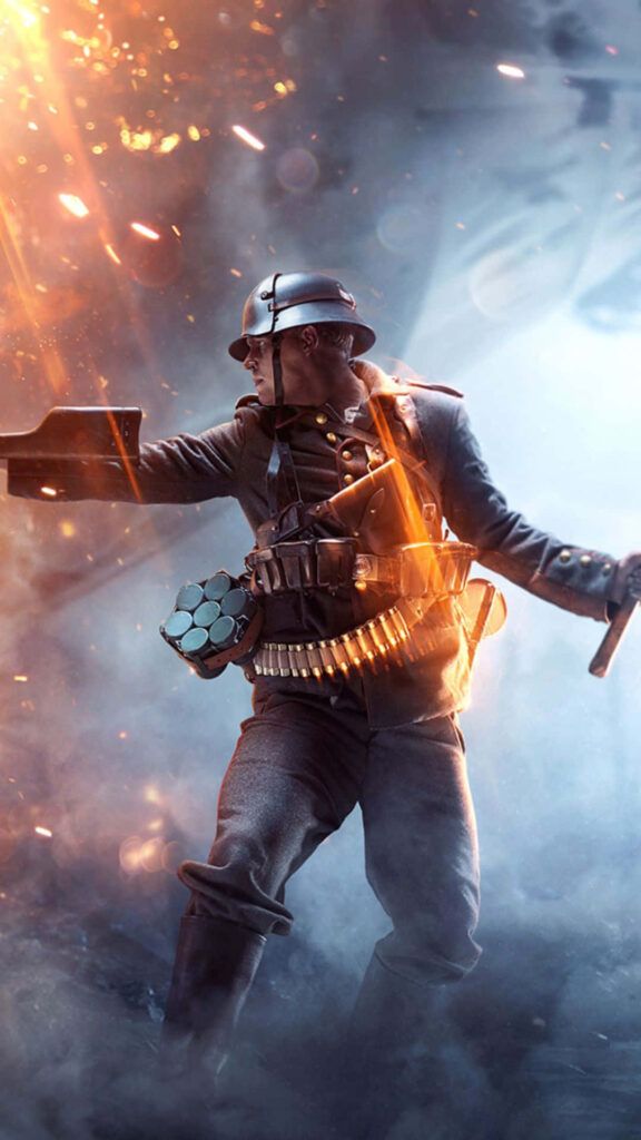 German Soldier's Fiery Battle in Battlefield 1: Capturing the Essence of War Wallpaper