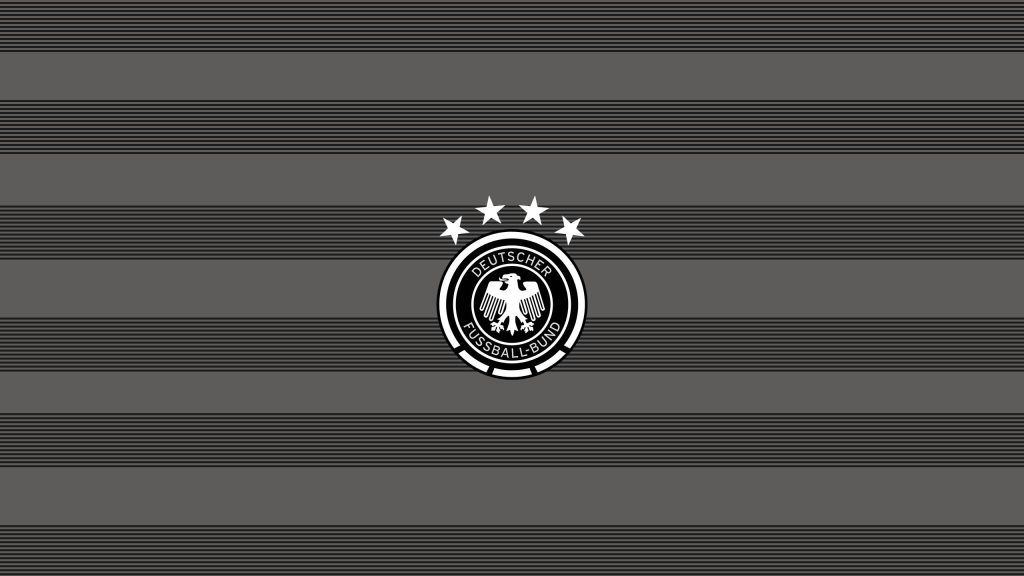 Germany football team wallpaper with DFB eagle crest and four stars on dark gray pinstripe background