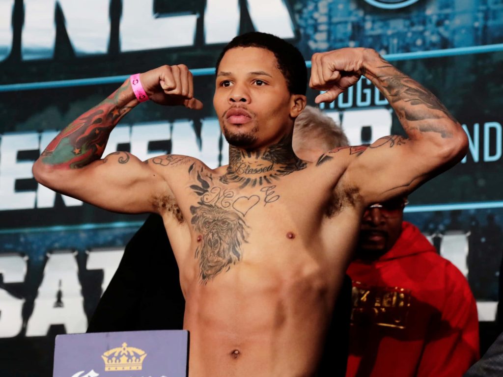 Gervonta Tank Davis flexes tattooed muscles at intense boxer weigh-in high-definition wallpaper