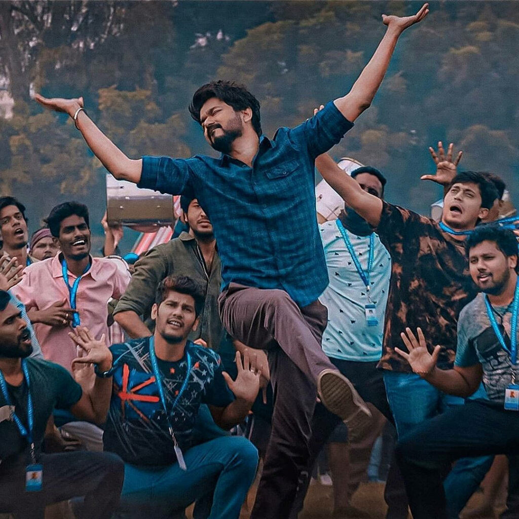 Vibrant Vijay: A Masterful Dancing Scene Wallpaper in HD