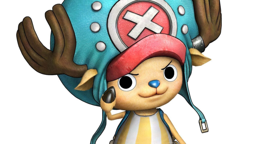 Chopper's Animated Adventure: A One Piece Wallpaper on a White Backdrop