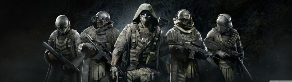 Elite Phantoms: Unleashing Tactical Fury - A Striking Ghost Recon Breakpoint 5120x1440 Poster Wallpaper