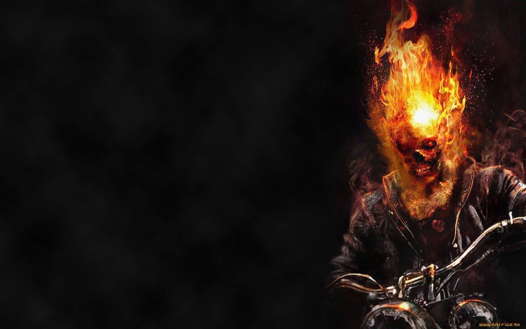 Marvel Ghost Rider digital art wallpaper blazing skull fire supernatural dark background