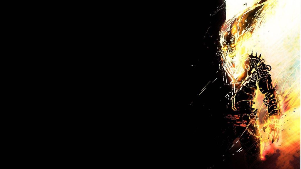 Ghost Rider digital art blazing skull fire intense Marvel anti hero wallpaper background