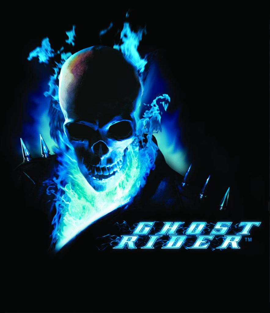 Marvel Ghost Rider neon blue flames spiked leather jacket skull dark supernatural wallpaper
