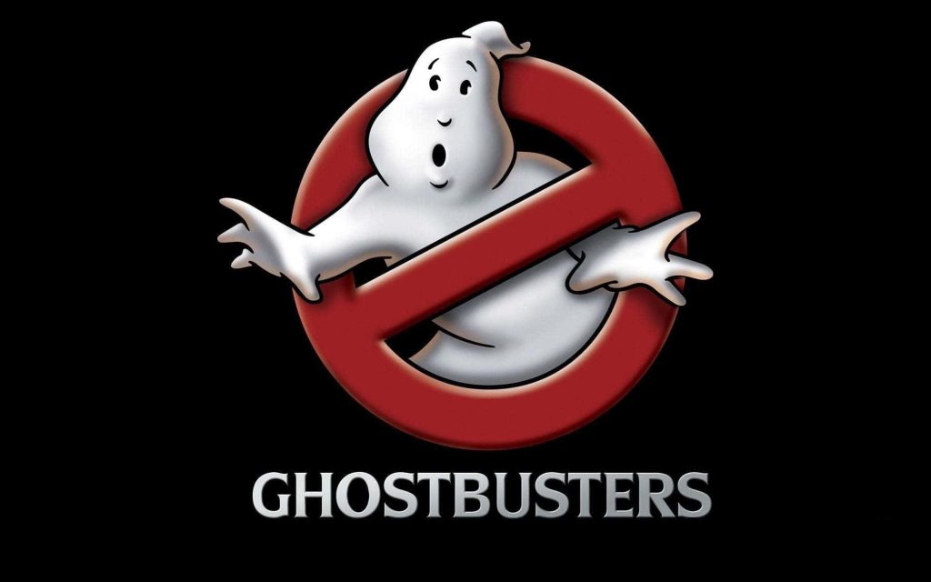 Ghostbusters No-Ghost logo wallpaper iconic red slash circle white ghost on black background