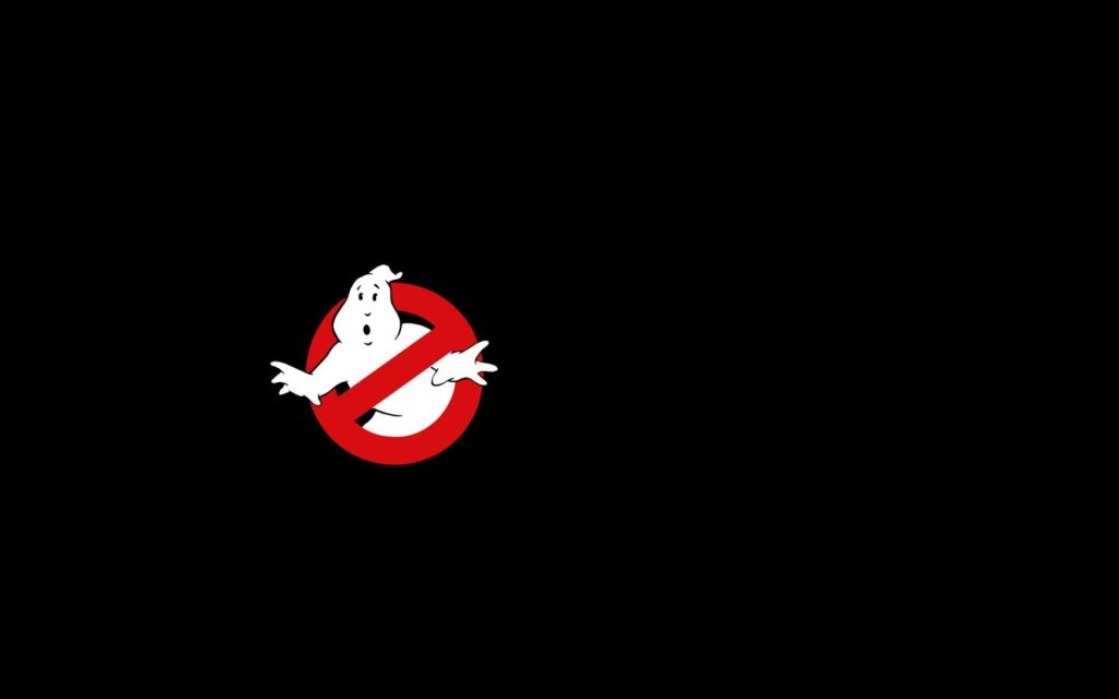 Ghostbusters No-Ghost logo wallpaper on black background iconic red white vector design fans