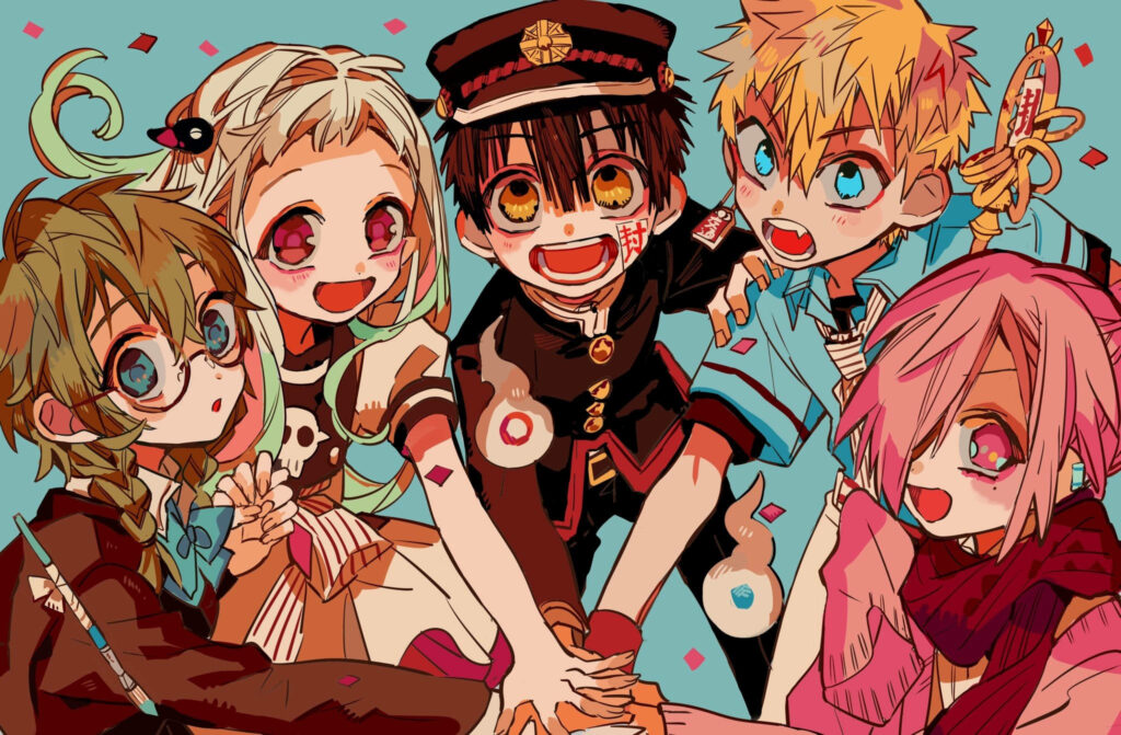 Otherworldly Bonds: Hanako-kun and the Ghostly Students Unite in Enchanting Desktop Wallpaper