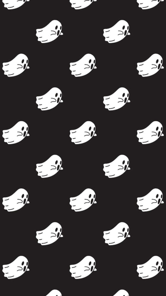Enchanting Ghostly Delights: Bewitching Collage of Ghosts in a Charming Black and White Aesthetic - Captivating Halloween Background Wallpaper