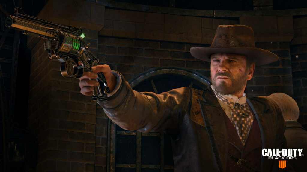 Gideon Jones Stylized Wallpaper Holding Revolver in Industrial Environment