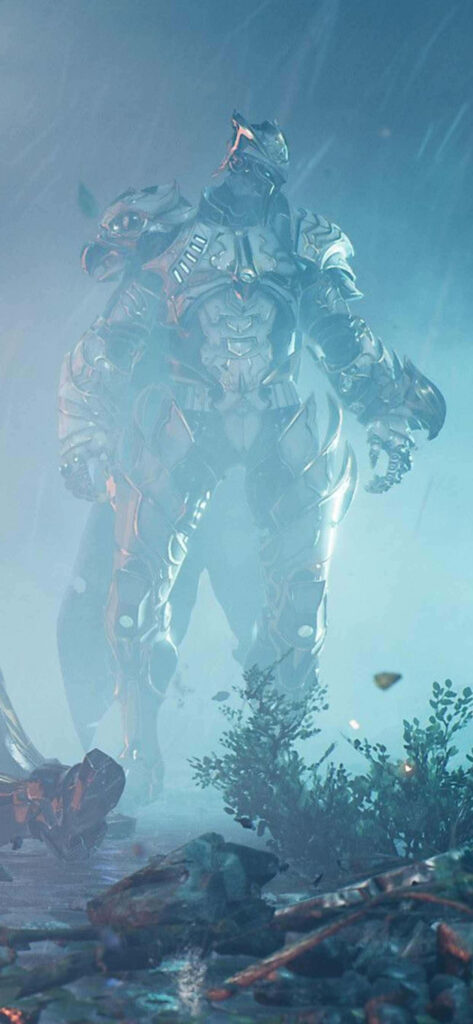 Majestic Rainy Encounter: The Colossal Greyhawk from Godfall Wallpaper