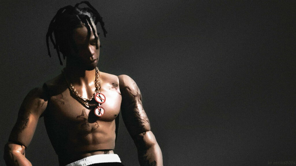 Travis Scott Toy: Drenched in Gold Chains - Captivating QHD Wallpaper Background Photo