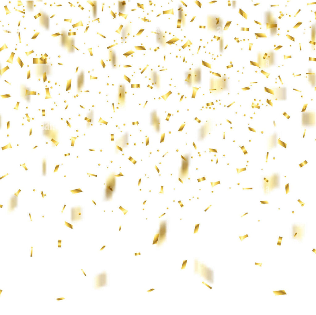 Golden Allure: A Mesmerizing Display of Shimmering Confetti on Luminous White Canvas Wallpaper