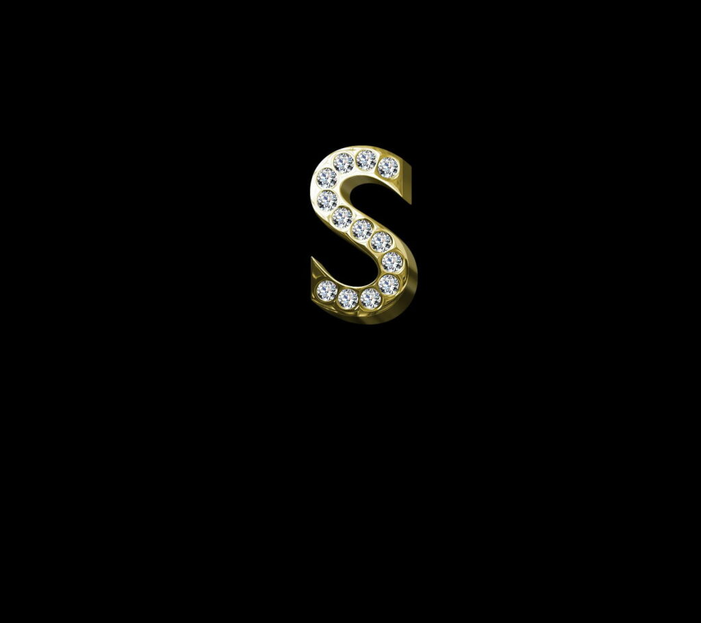 Gleaming Alphabet: Blending Black Diamonds with Gilded Letters in Stunning HD Wallpaper Background
