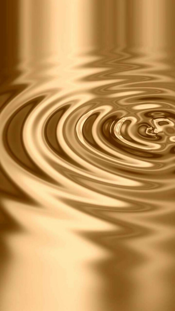 Golden Ripples: A Luxurious Mobile Wallpaper with Liquid-like Gold Texture