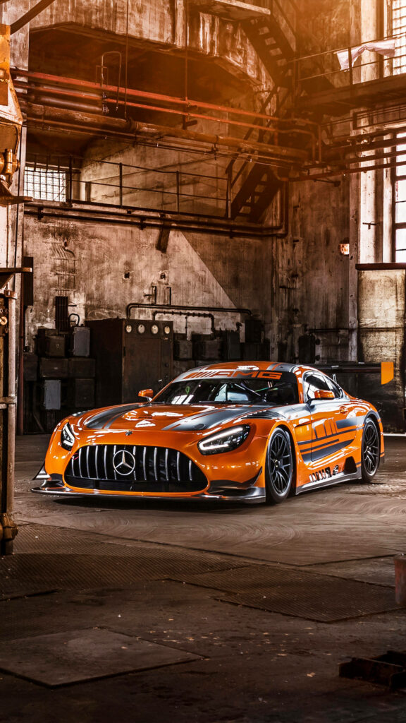 Gilded Speed: Mercedes-Benz AMG Sportscar Unleashed in Tech Haven Wallpaper
