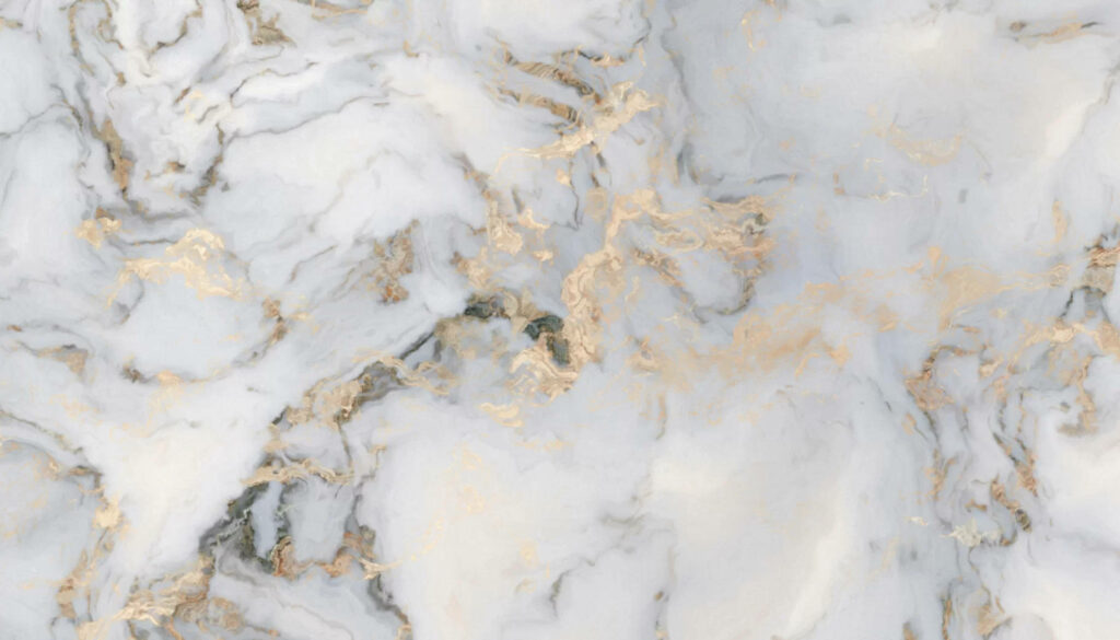 Gilded Opulence: An Exquisite Marble Canvas Bedecked in Gold Wallpaper