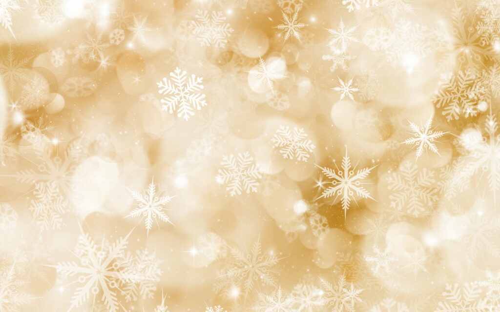 Glimmering Snowflakes: A Festive Golden Winter Wonderland - QHD Christmas Wallpaper