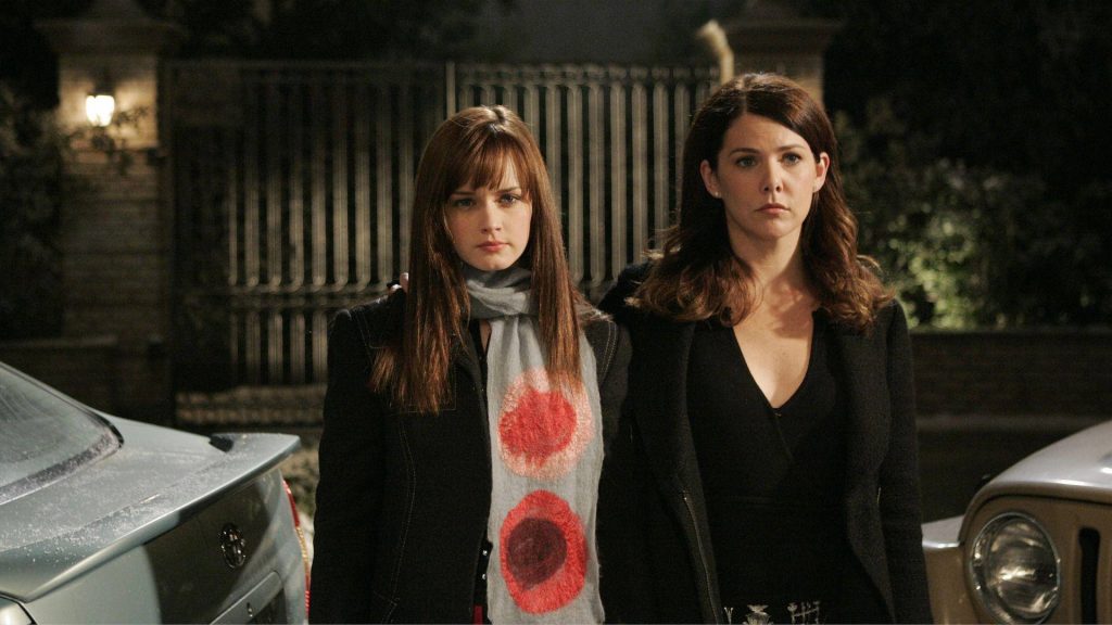 Lorelai and Rory Gilmore mature wallpaper dark night cinematic background for Gilmore Girls fans