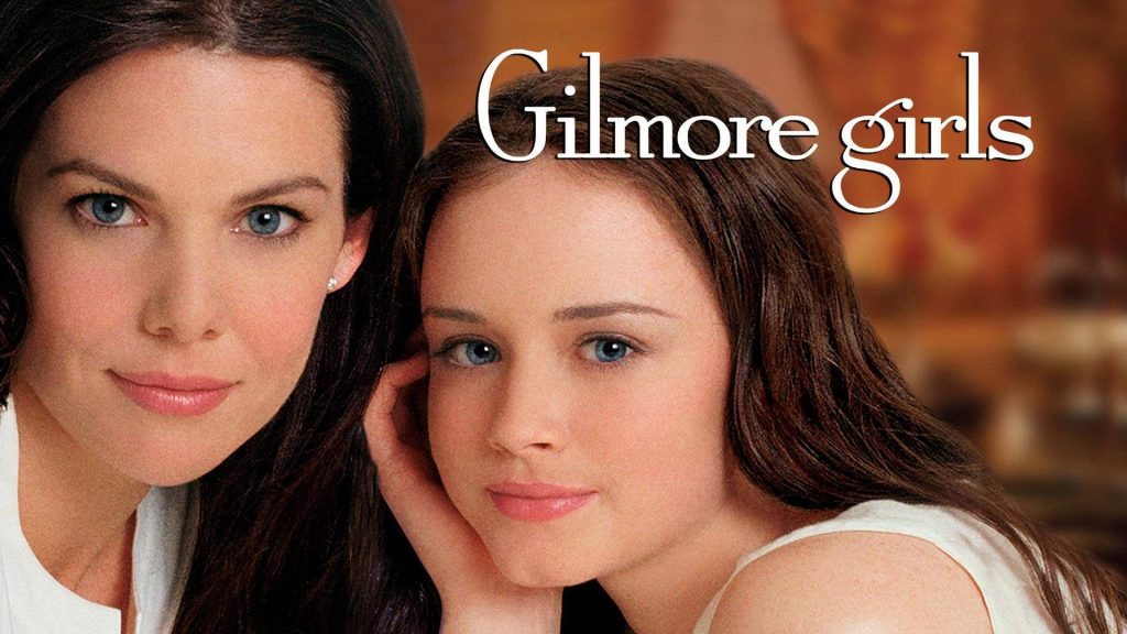 Gilmore Girls Lorelai and Rory warm lit portrait wallpaper perfect for fans desktop background