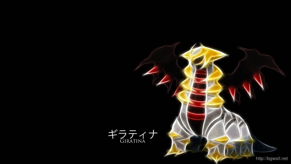 Giratina Altered Forme neon fractal art glowing white yellow lines on black background wallpaper