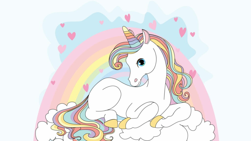 Enchanting Rainbow Unicorn: A Delightful Girly Wallpaper!