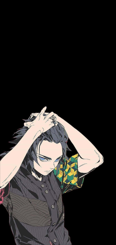 The Enigmatic Giyu Tomioka of Demon Slayer: Embracing Darkness in an Amoled S Background Wallpaper