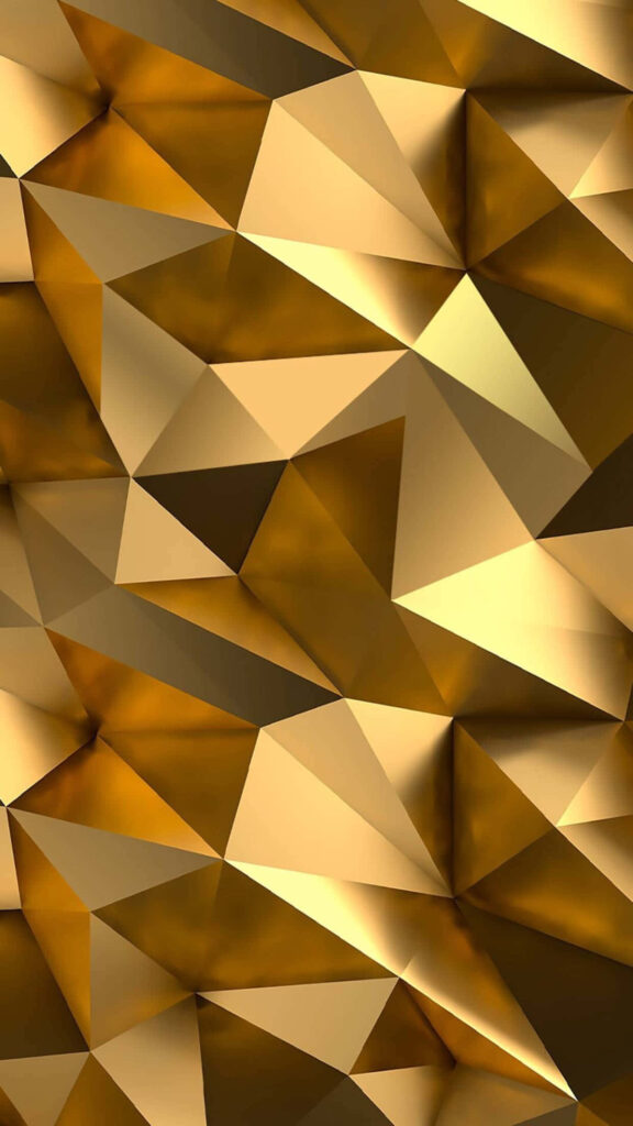 Gilded Geometric Splendor: A Captivating 3D Wallpaper for Your Gold iPhone