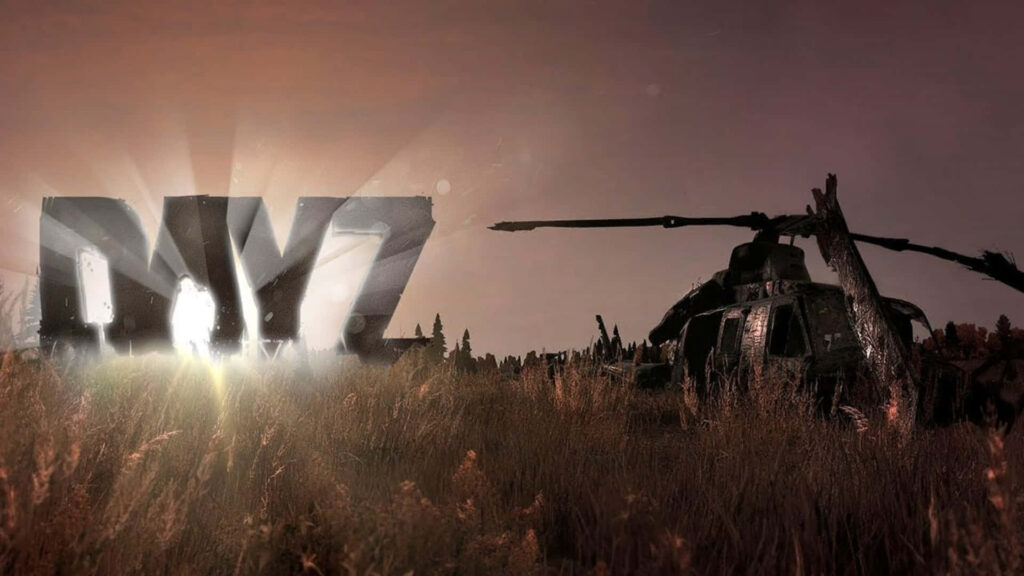 Radiant Dayz Epoch Mod: Illuminating Chopper Crash Site And Game Logo as Majestic Background Wallpaper