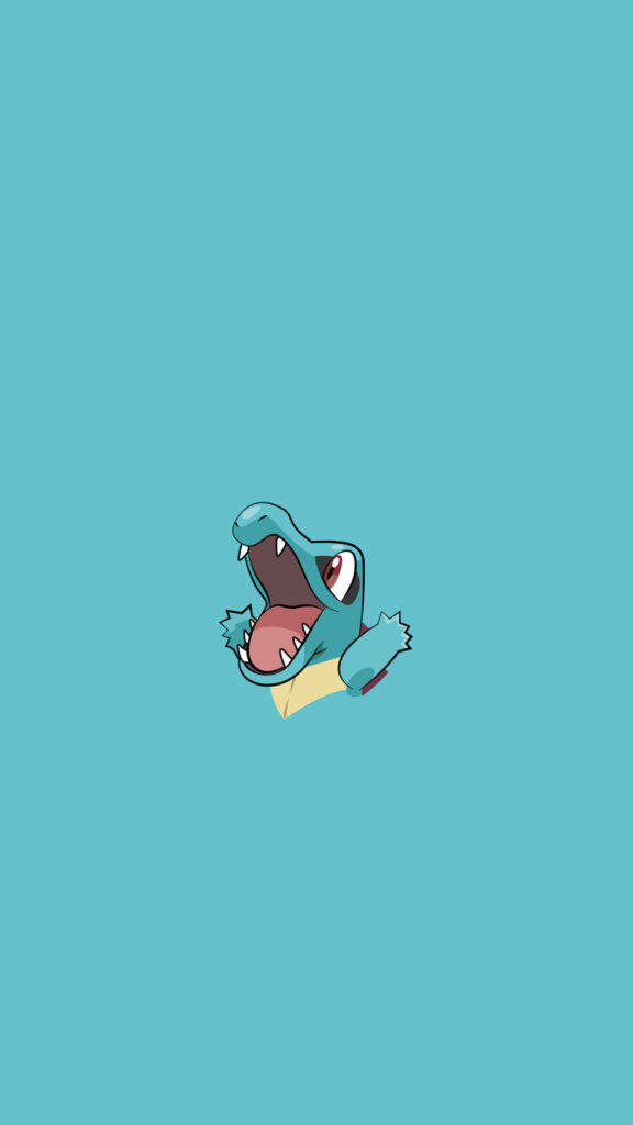 Gleaming Fangs on the Aqua Spectrum: Totodile's Captivating iPhone Background Wallpaper
