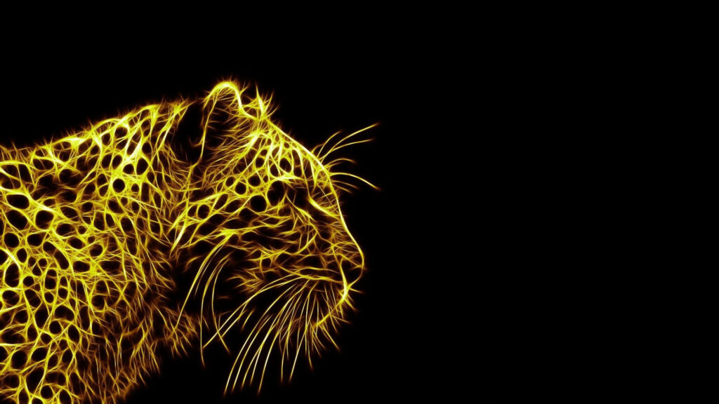 Golden Luminescence: Majestic Leopard in Ebony Wallpaper