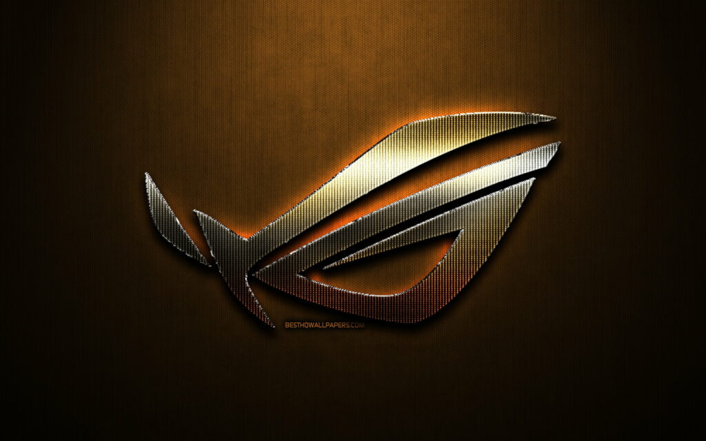 Glimmering Creativity: Unveiling the Majestic ROG Glitter Logo on a Bronze Metal Canvas Wallpaper