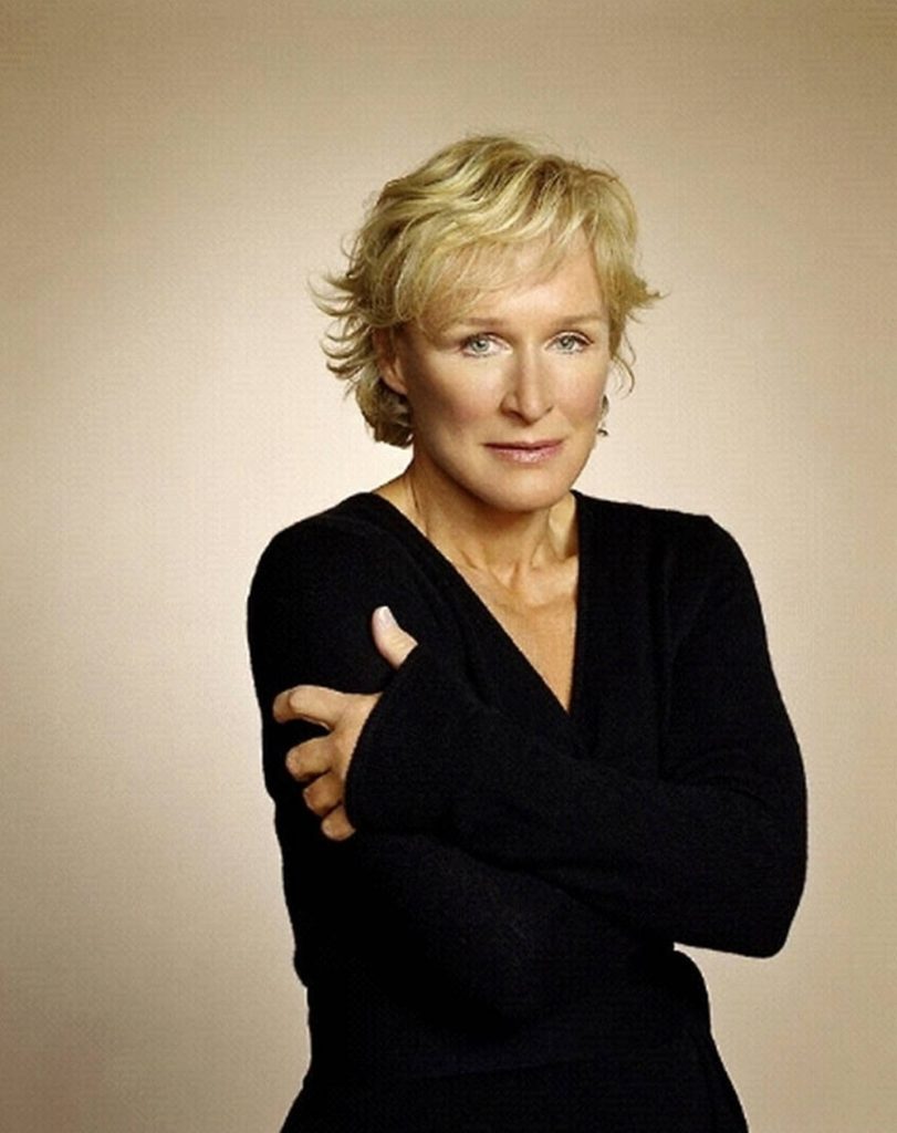 Glenn Close portrait wallpaper professional studio soft lighting beige background elegant pose