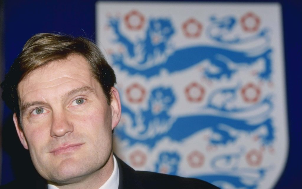 Glenn Hoddle portrait with England FA crest blurred background football legend wallpaper