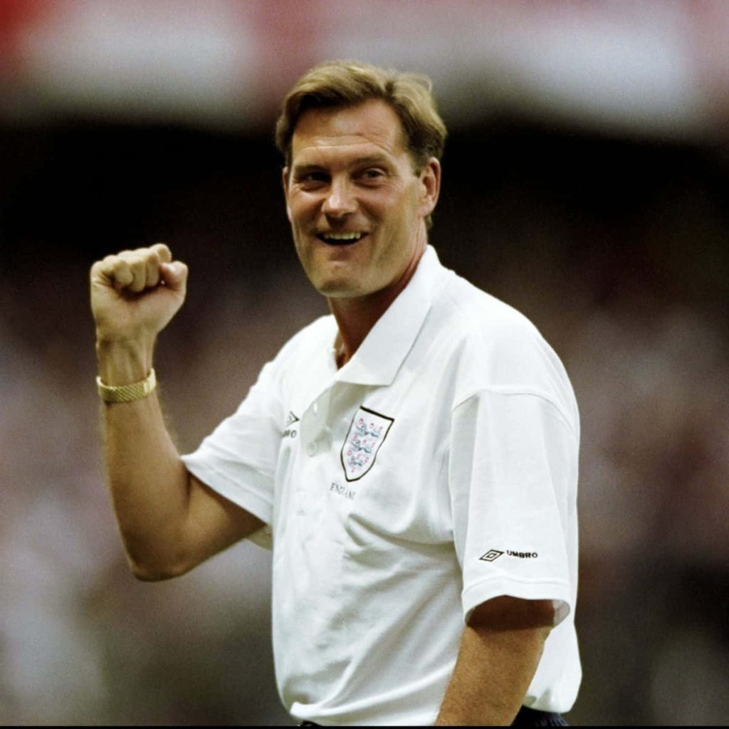 Glenn Hoddle England manager white Umbro polo victorious fist pump football wallpaper