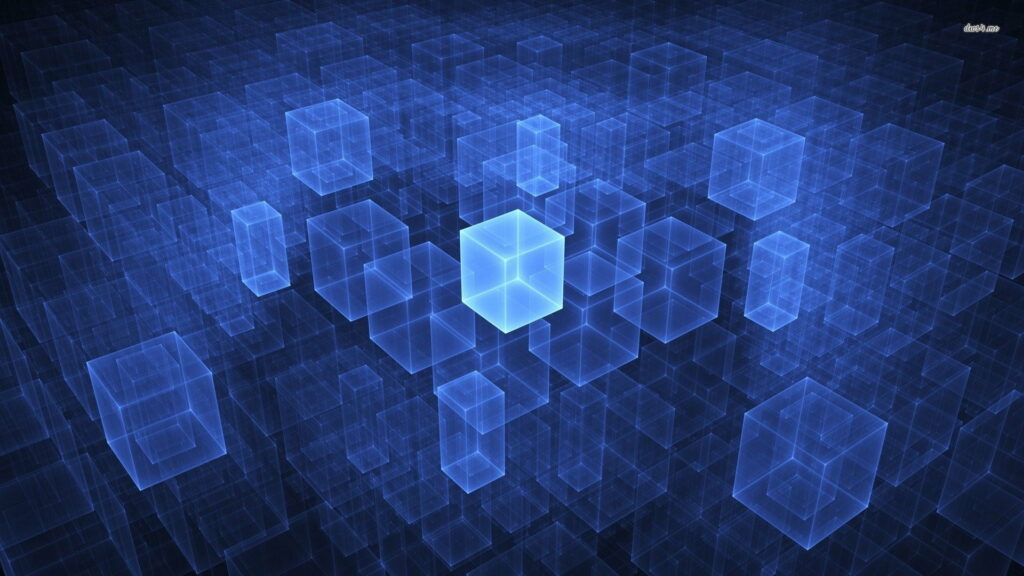 A Mesmerizing Display of Crystaline Brilliance: Stunning 3D Wallpaper Featuring Translucent Blue Cubes