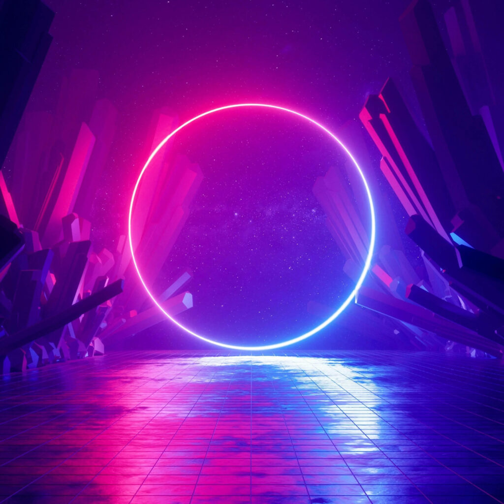 Stunning Galaxy-Inspired Neon Digital Art: Vibrant 4K Background Photo Perfect for iPad Devices Wallpaper