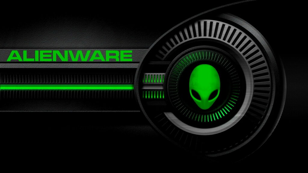 Futuristic Extraterrestrial Faces: An Alienware Logo in a Green Alien's Space - HD Wallpaper Background Infused with Alien Vibes