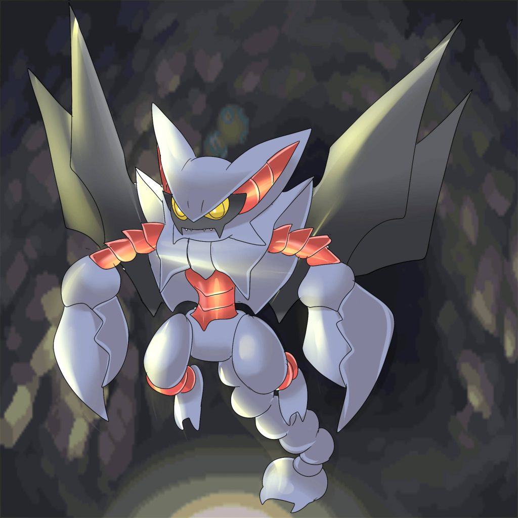 Gliscor Pokémon in dark cave spotlight menacing purple red accents digital art wallpaper