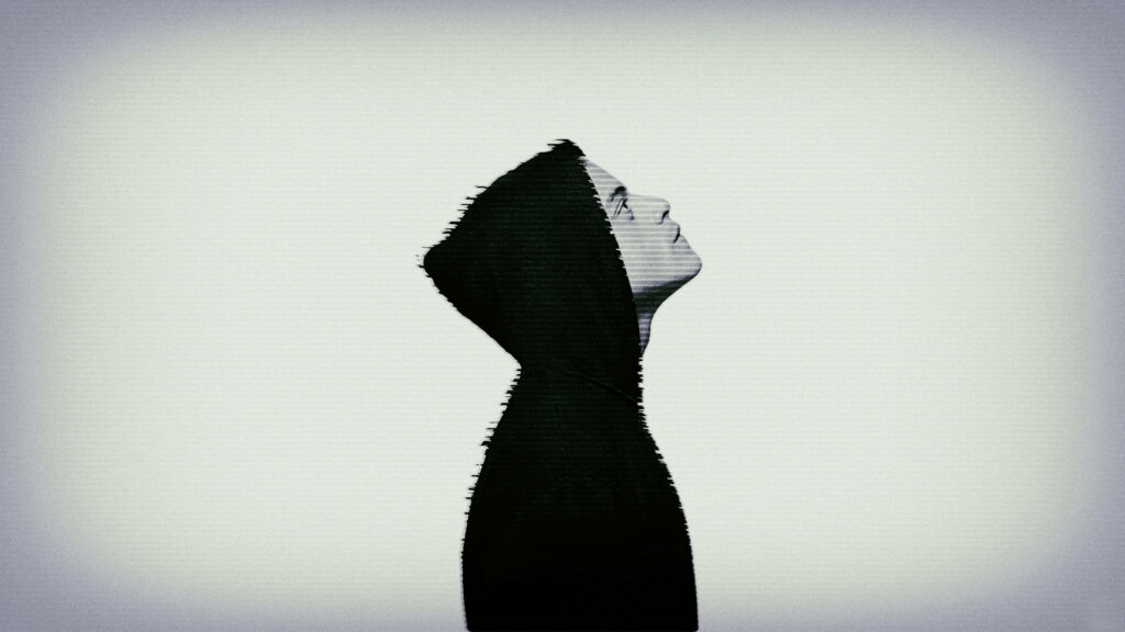 Glitch Art Wallpaper: Distorted Elliot from Mr. Robot Background
