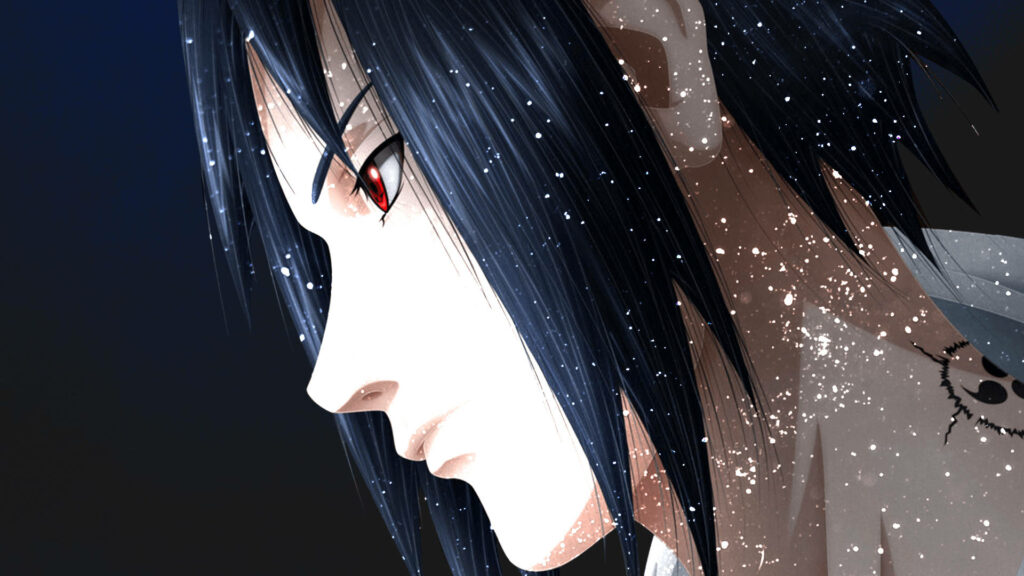 Snowfall Serenade: Sasuke Uchiha's Contemplation in the Shadows Wallpaper