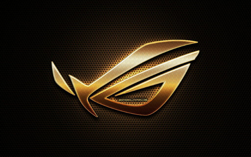 Glistening ROG Emblem Shining on a Metallic Grid: Captivating Tech Brand Illustration as HD Wallpaper