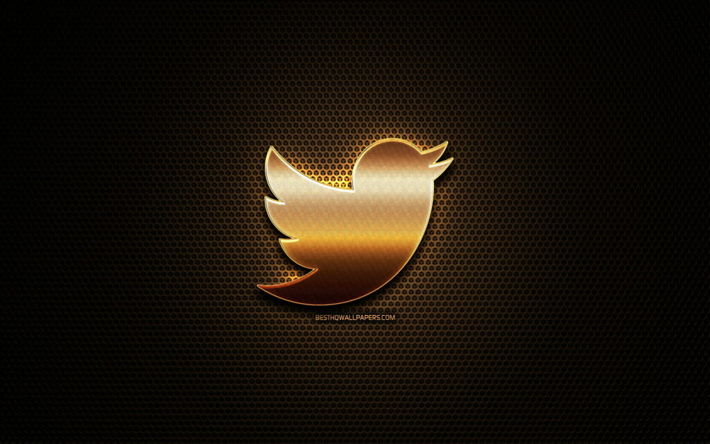 Glimmering Twitter Emblem on a Striking Metal Mesh Backdrop: A Captivating Blend of Artistry and Branding! Wallpaper