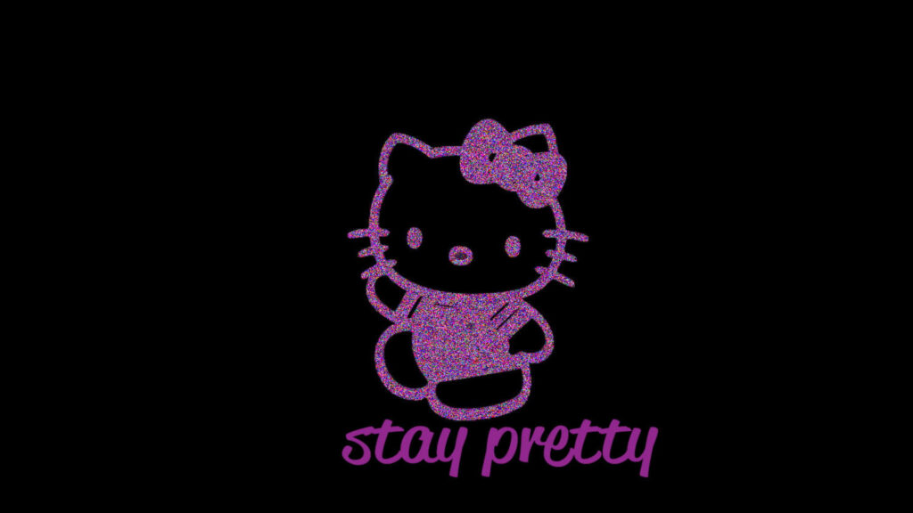 Glittery Hello Kitty Wallpaper on Black Background - Stay Pretty Design