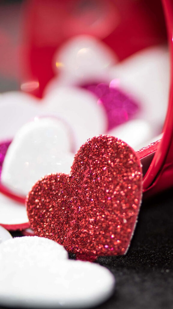 Sparkling Red & Pink Heart Wallpaper: Radiate Love on Your Screen